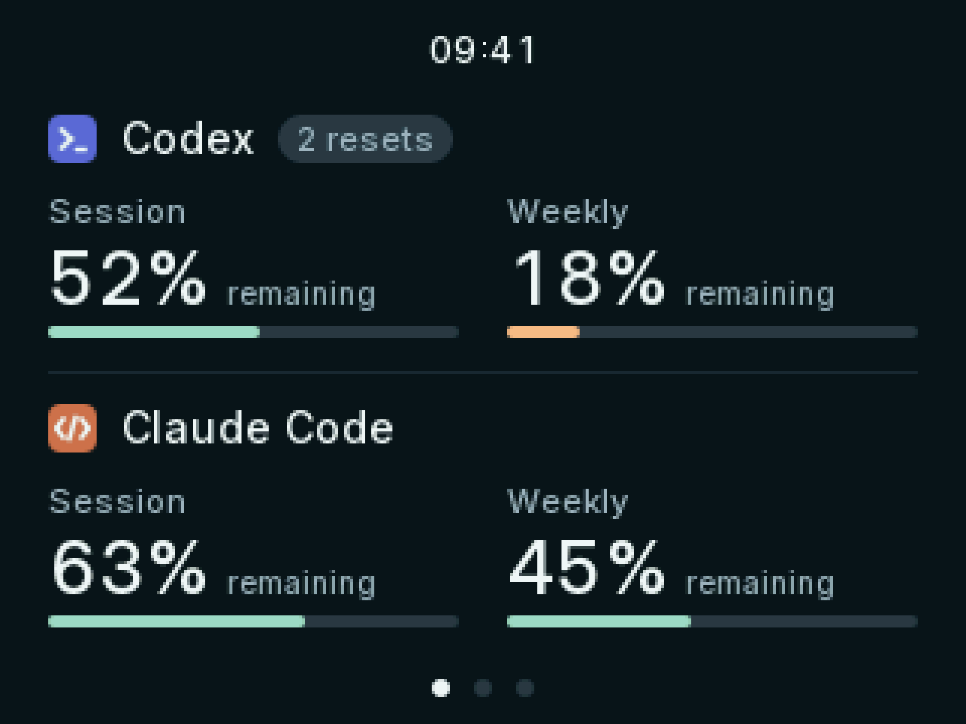 Pipkin moving from its overview to the Codex and Claude Code gauges